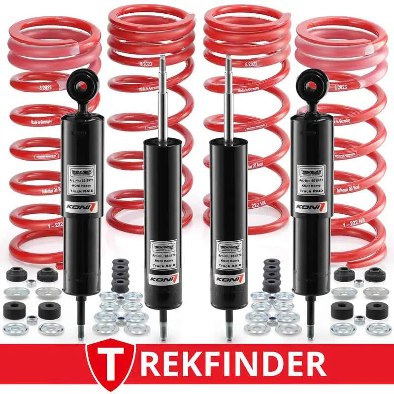 Höherlegungsfahrwerk TREKFINDER für LAND ROVER Defender 90 mit TREKFINDER RAID Dämpfer + 40 Millimeter