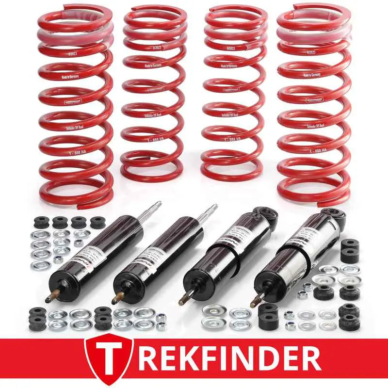 Höherlegungsfahrwerk TREKFINDER für LAND ROVER Defender 110 mit TREKFINDER RAID Dämpfer +40 Millimeter Höherlegung