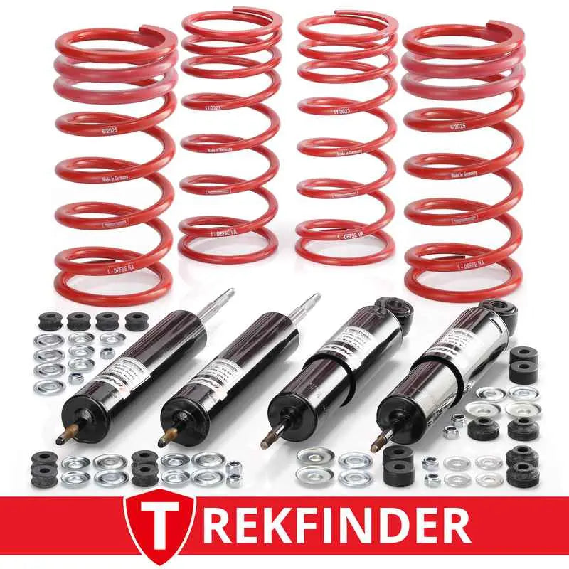 Komfortfahrwerk TREKFINDER für LAND ROVER Defender 110 mit TREKFINDER RAID Stoßdämpfer VA +20 / HA +0 Millimeter