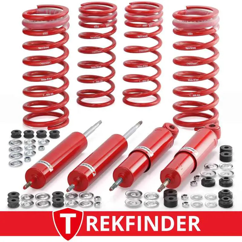 Höherlegungsfahrwerk TREKFINDER für LAND ROVER Defender 130 mit KONI RAID Dämpfer leichte Zuladung + 40 mm