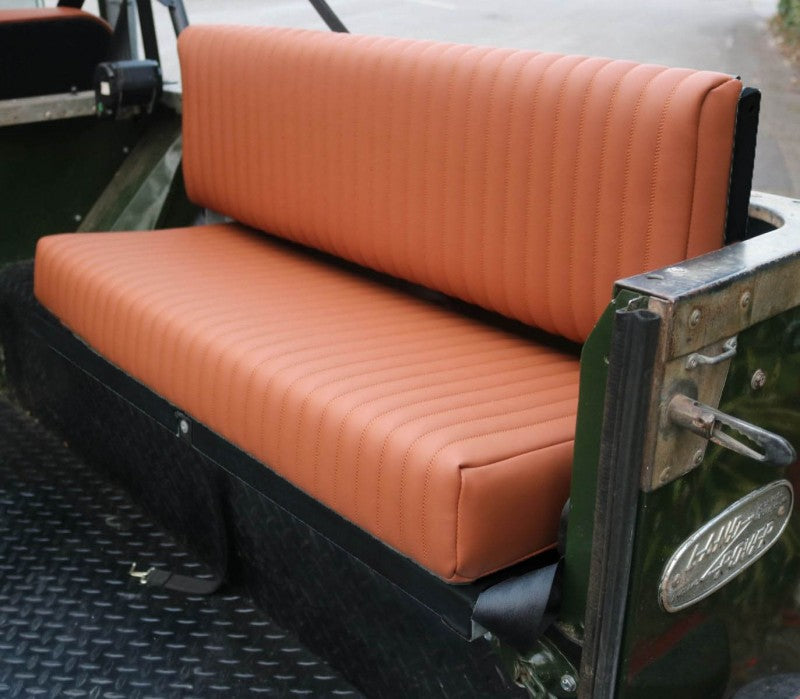 Defender & Serie 2er Sitzbank (Längsnaht, Oxford Tan Vinyl)