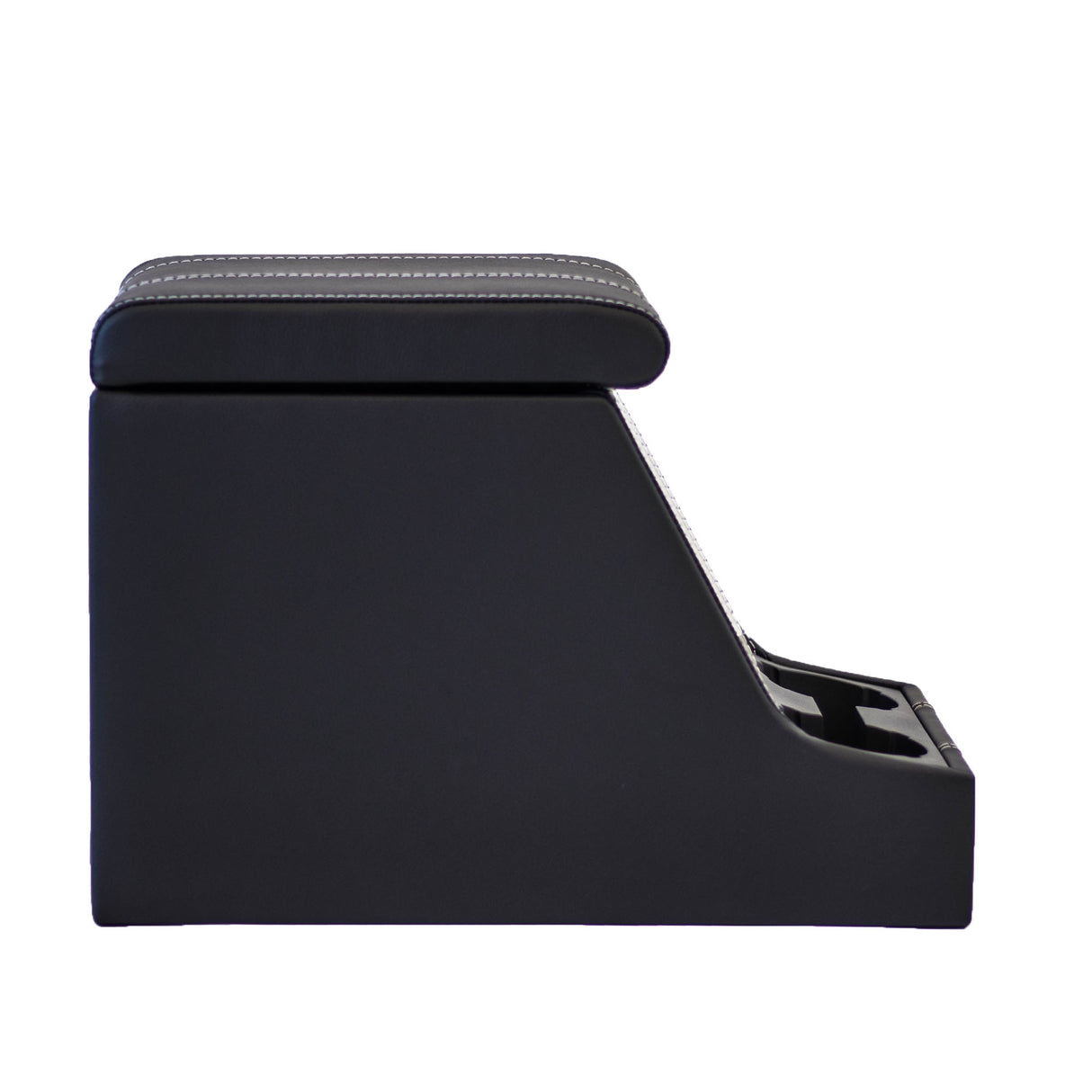 Premium XL Cubby Box (schwarzes Leder, weiße Naht)