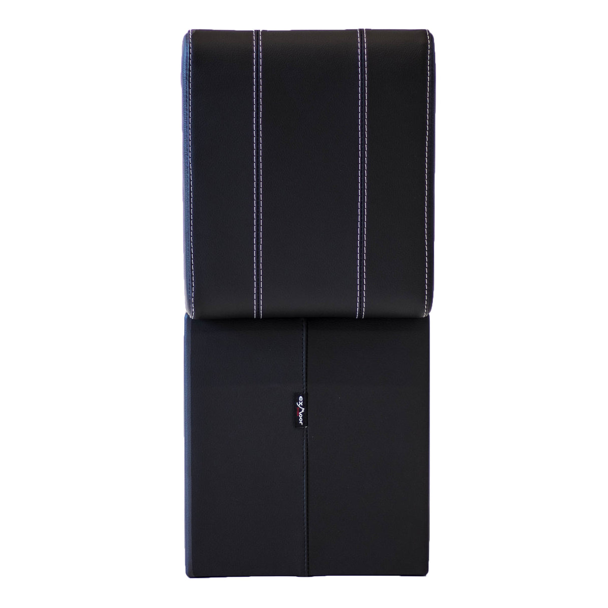 Premium XL Cubby Box (schwarzes Leder, weiße Naht)