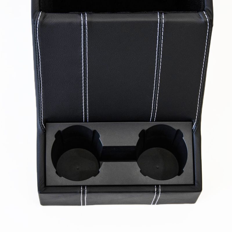 Premium XL Cubby Box (schwarzes Leder, weiße Naht)