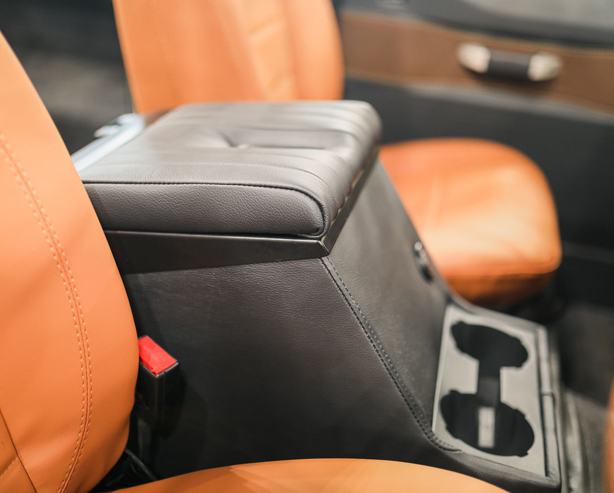 Premium Cubby Box (abschließbar) (Längsnaht, schwarzes Leder)