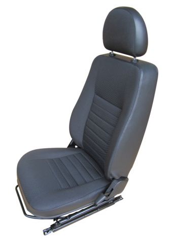 Defender "Puma" Frontsitz links (schwarzer Stoff, schwarzes Leder) beheizt