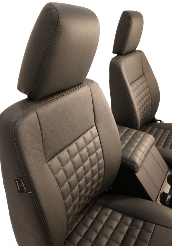 Defender Frontsitze & Cubby Box "COOL N VINTAGE BLACK PACKAGE" (beheizt)