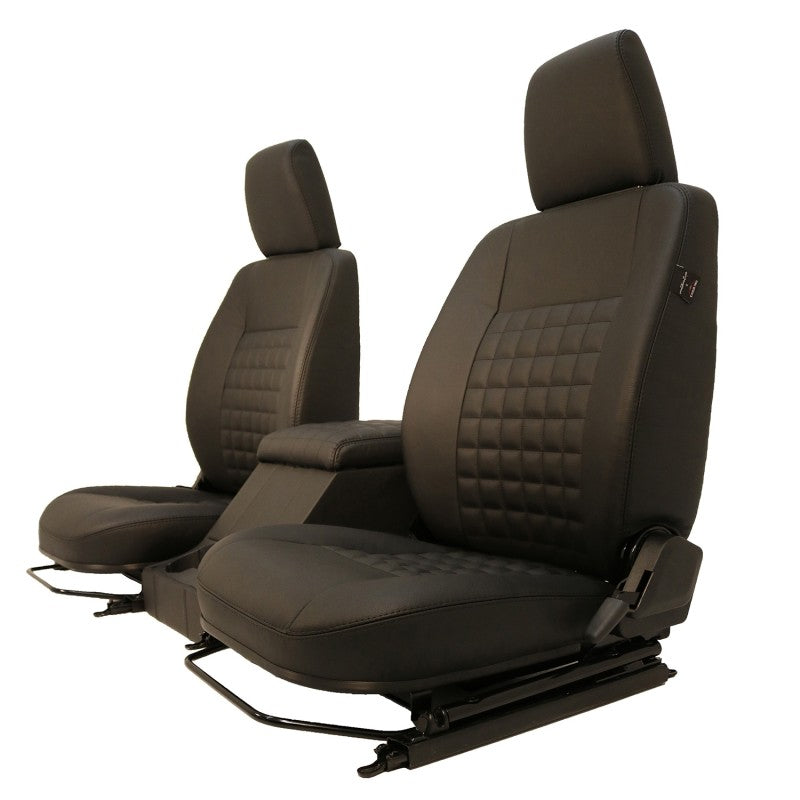 Defender Frontsitze & Cubby Box "COOL N VINTAGE BLACK PACKAGE" (beheizt)