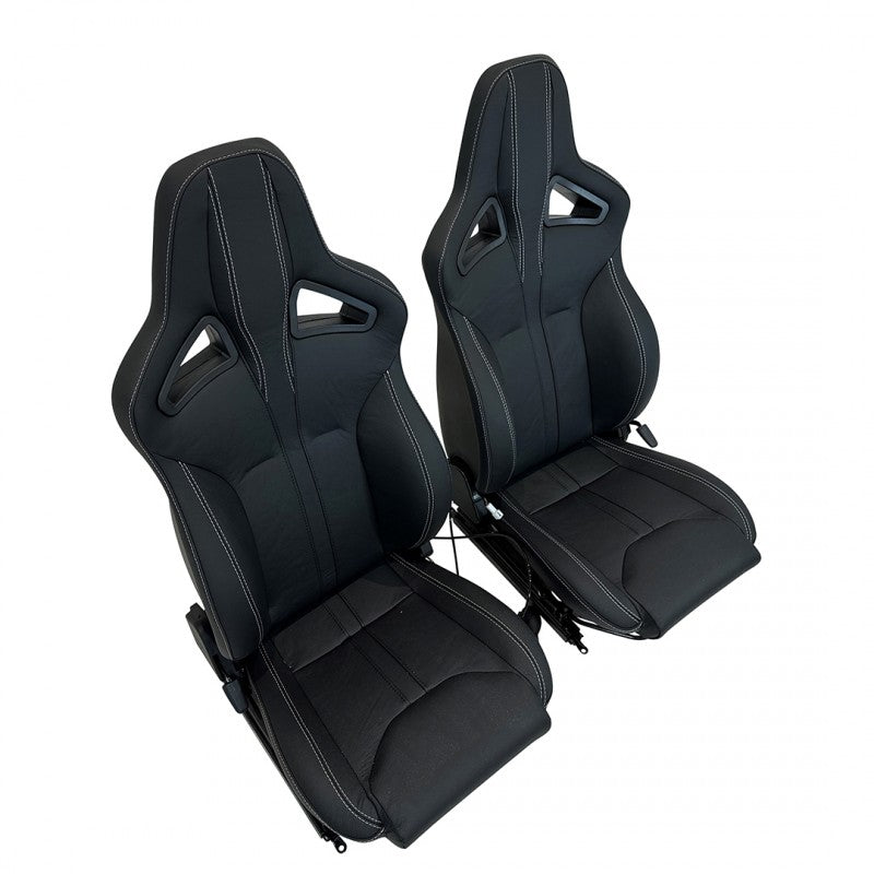Defender Sportsitze (Paar) beheizt (schwarzes Leder, weiße Naht)