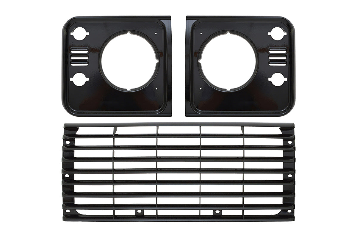 Kühlergrill und Scheinwerferverkleidungen Defender (Santorini Black)