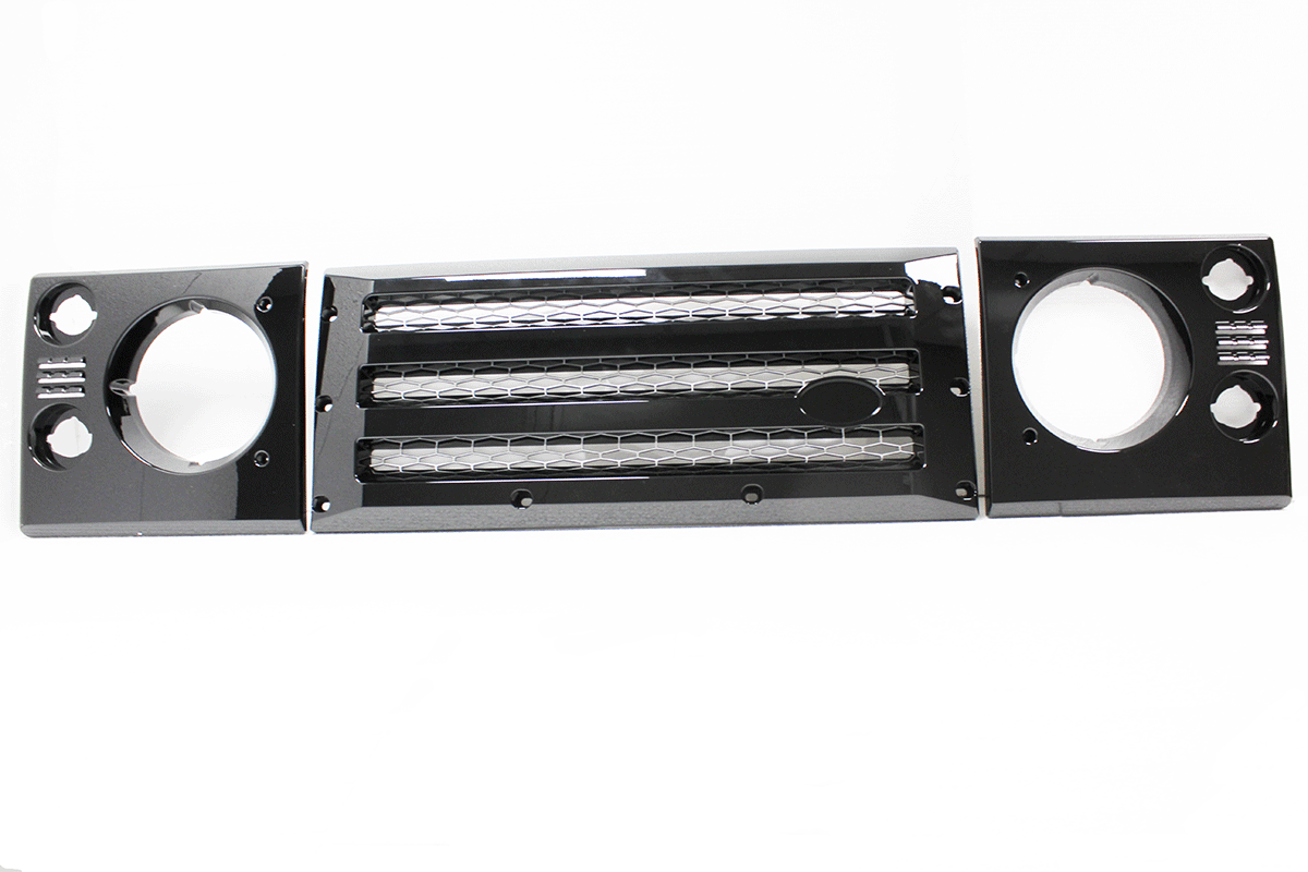 Kühlergrill und Scheinwerferverkleidungen Defender (Sport glänzend schwarz)