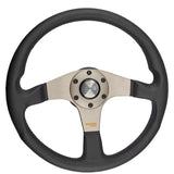 Lenkradset TUNER silber ( Lenkrad + Nabe ) TREKFINDER für LR Defender 90/110/130 OHNE ESC, MIT 17 mm Lenksäule bzw. 36er Verzahnung