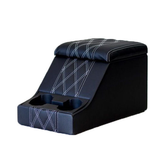 Premium Cubby Box (Diamond Black Vinyl, weiße Naht)