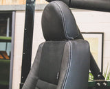Defender "Puma" Frontsitz links (schwarzer Stoff, schwarzes Leder) beheizt