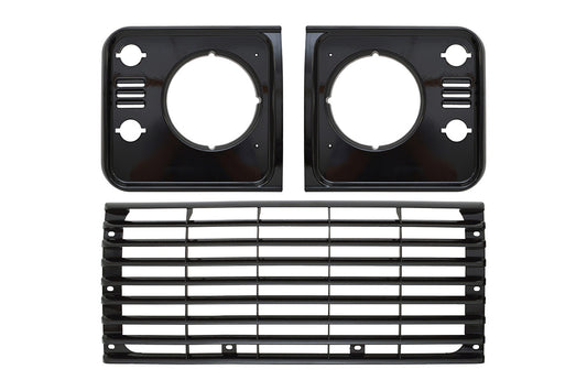 Kühlergrill und Scheinwerferverkleidungen Defender (Santorini Black)